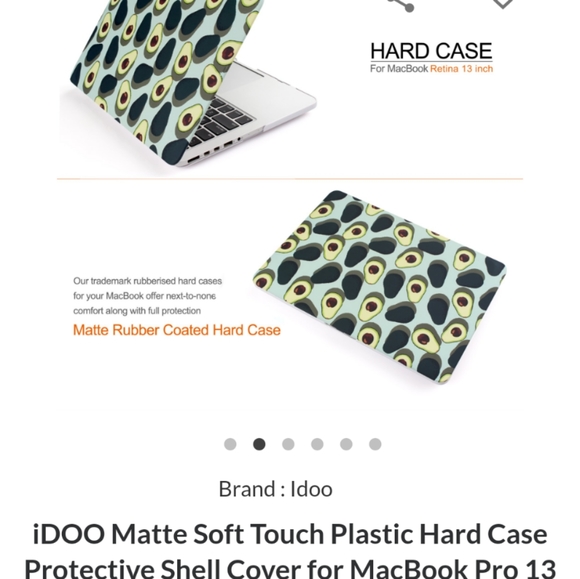 iDOO Matte Rubber Coated Plastic Hard Case - MacBook Pro 13" Avocado A1369 A1466 - Picture 3 of 9